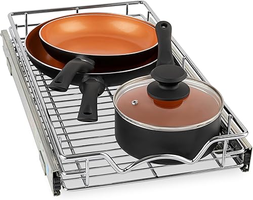 Organizador de gabinete deslizable, estante de almacenamiento de armario de cocina deslizante extraíble y organizador, marco de alambre resistente,