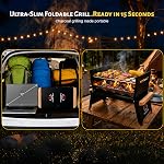 Nomad Grille de charbon portable – Pliage ultra-mince BBQ pour cuisiner en plein air, Camping & Voyages 304 Acier inoxydable, poignées en bois résistant à la chaleur, 3-sec Configuration, facile à transporter, prêt à servir 3-4