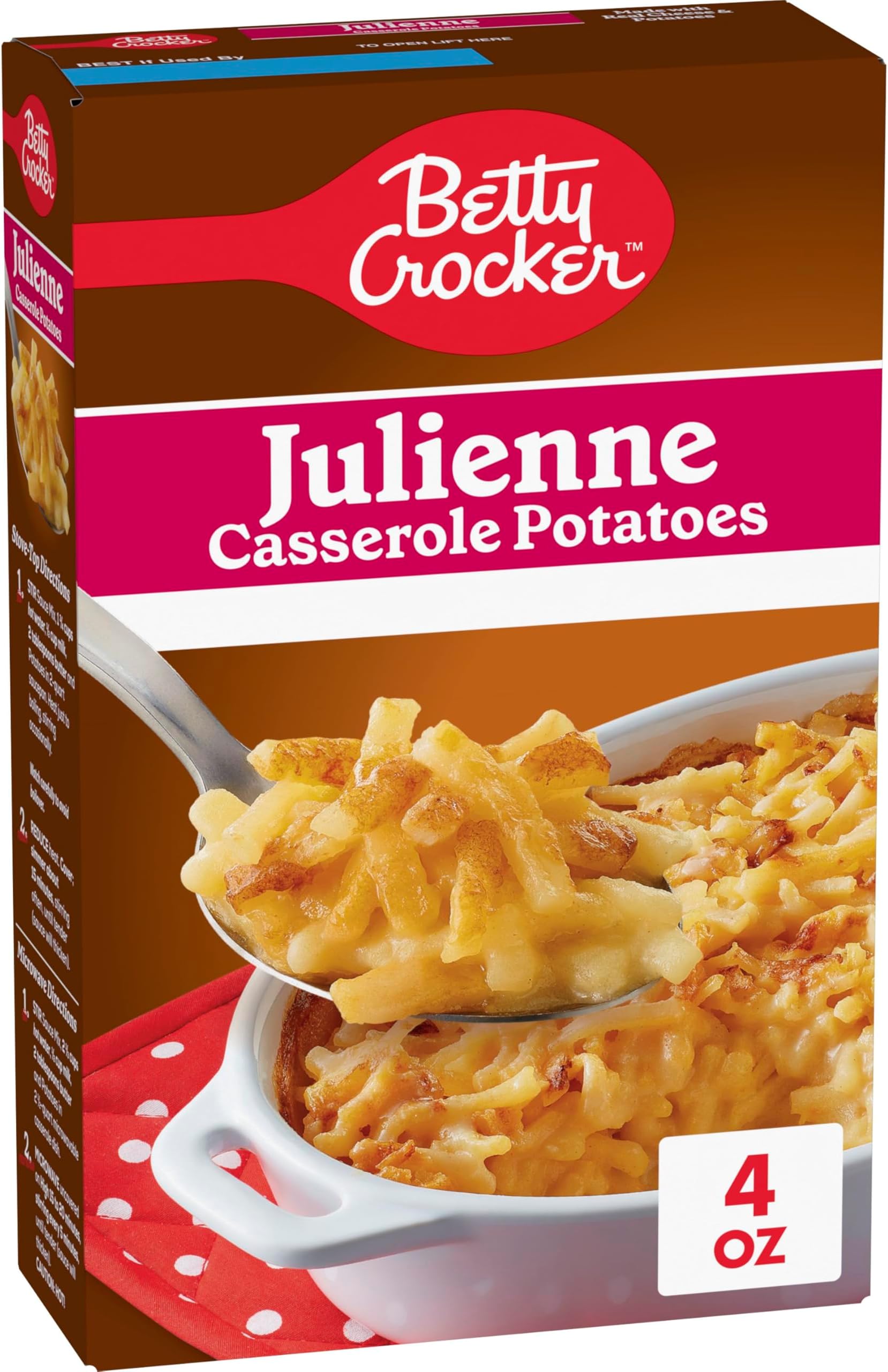 Betty Crocker Julienne Casserole Potatoes, Made with Real Cheese, 4 oz Box