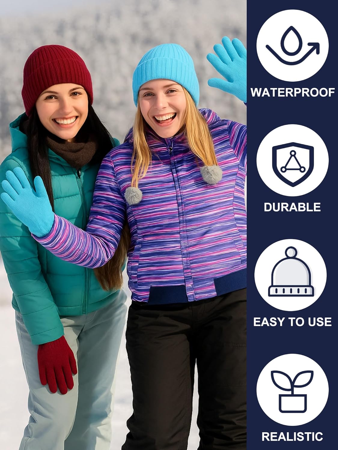 Winter Hats and Gloves Beanies Set Bulk Adults Women Men Unisex Knit Beanie Thermal Gloves for Homeless Gifts - Image 4