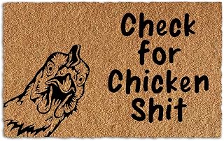 JialchCheck for Chicken Shit Funny Welcome Door mat Coir Entrance Custom Outdoor Home and Office Decorative Entry Rug Indoor Front Garden/Kitchen/Bedroom Mat Non-Slip Rubber Backing 23.6x15.6 Inch