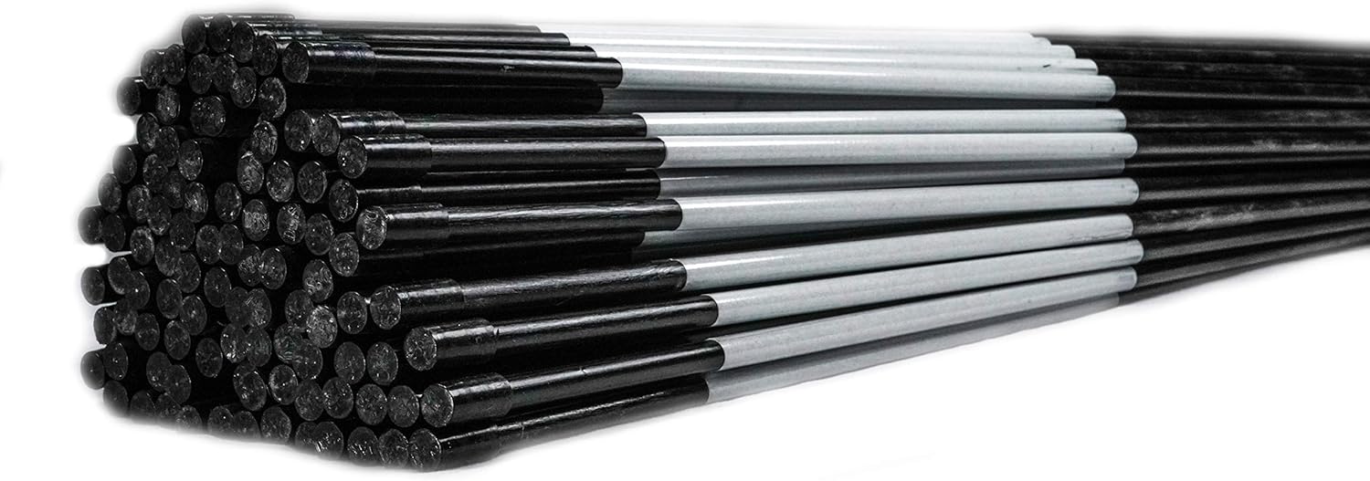 4ft Black Driveway Markers - Hy Viz Reflective Tape, Pointed Tip, Armor Cap, Easy Install, Flexible (100)