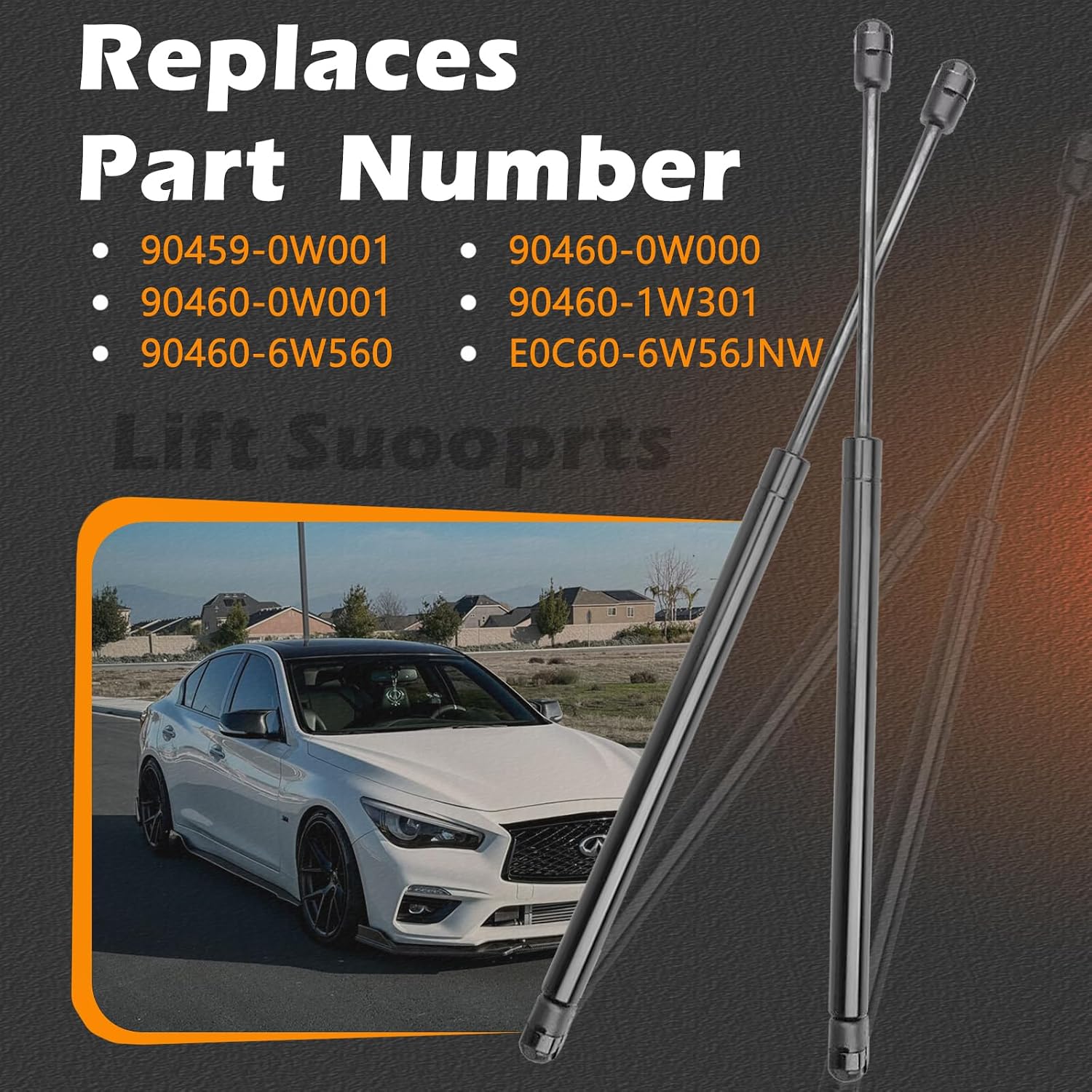 2Pcs 18.92 in Rear Back Window Glass Lift Supports Struts Gas Spring Shock Prop Rod Compatible with Infiniti 98-03 QX4 / 98-04 Pathfinder (from 12|1998)(1998 1999 2000 2001 2002 2003 2004)