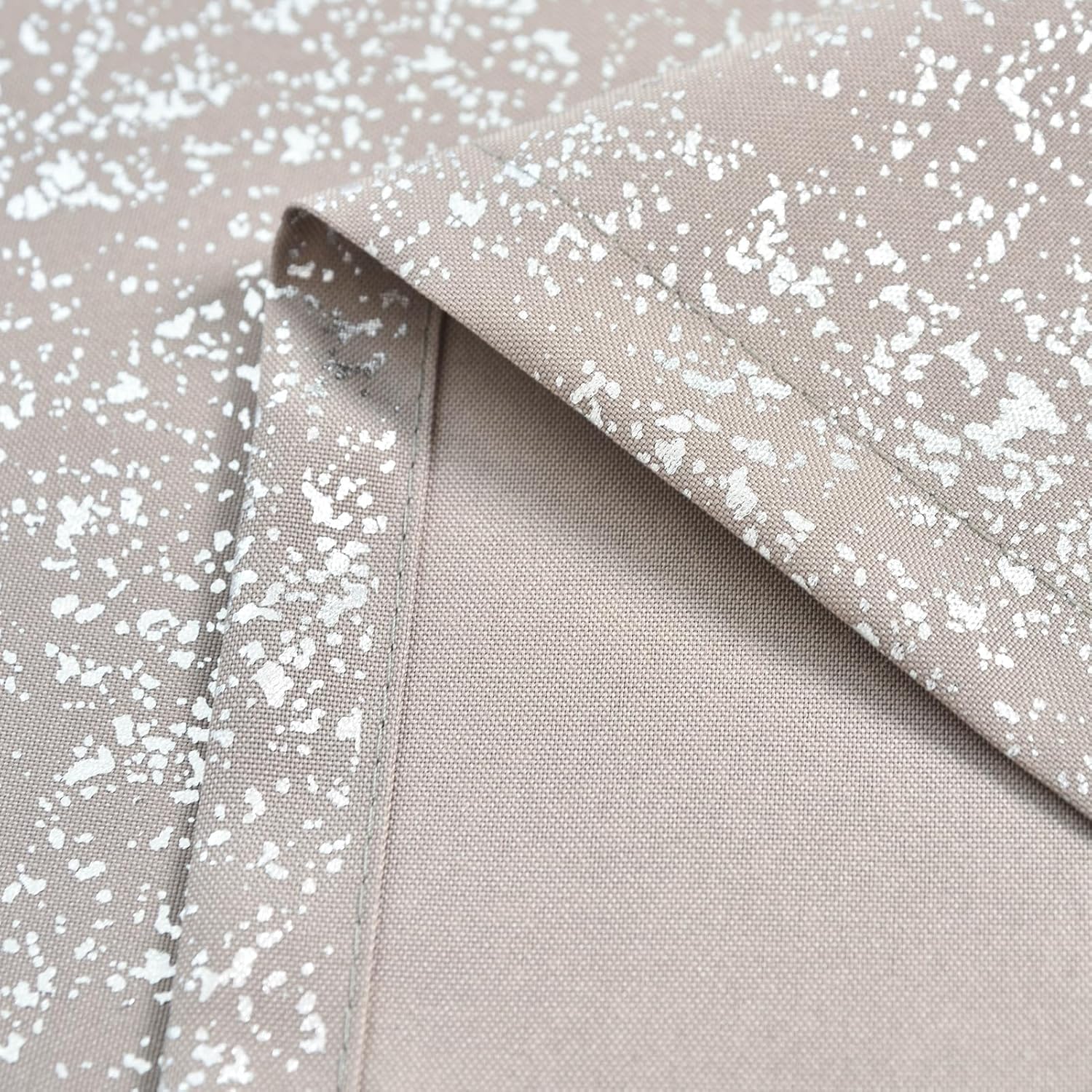TERLYTEX Silver Taupe Curtains 84 Inches Long for Living Room, Metallic Silver Foil Spray Spots Light Filtering Window Curtain Panels, Grommet Privacy Semi-Sheer Curtains, 52 x 84 Inch, 2 Panels