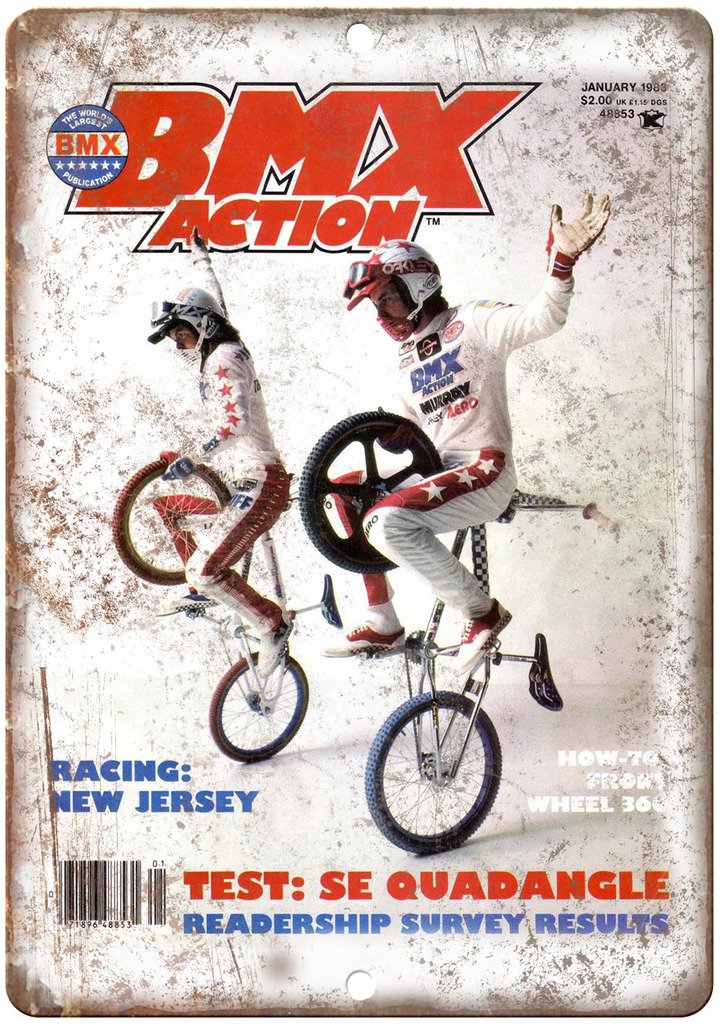 12" x 9" Metal Sign Bicycle Motocross Action BMX Vintage Look Retro Look B74