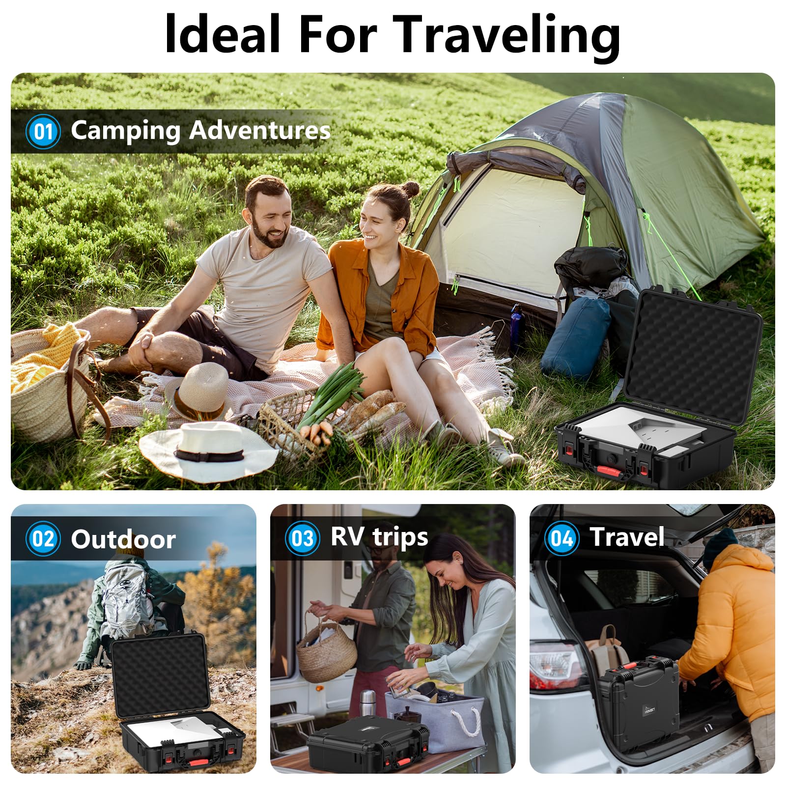 MEKEET Starlink Mini Tasche Hartschalenkoffer wasserdicht stoßfest für Starlink Mini Dish & Zubehör, mit Schultergurt & Tragegriff, Präzisions-Eva-Schaum, für Reisen Camping Wohnmobil-Schwarz