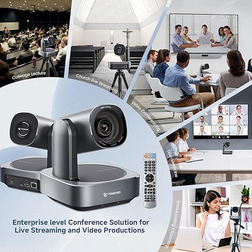 Miniatura 9 de TONGVEO Cámara de sala de conferencias, cámara PTZ de zoom óptico 10x USB2.0HDMILAN IP Cámara de transmisión en vivo POE, cámara de videoconferencia