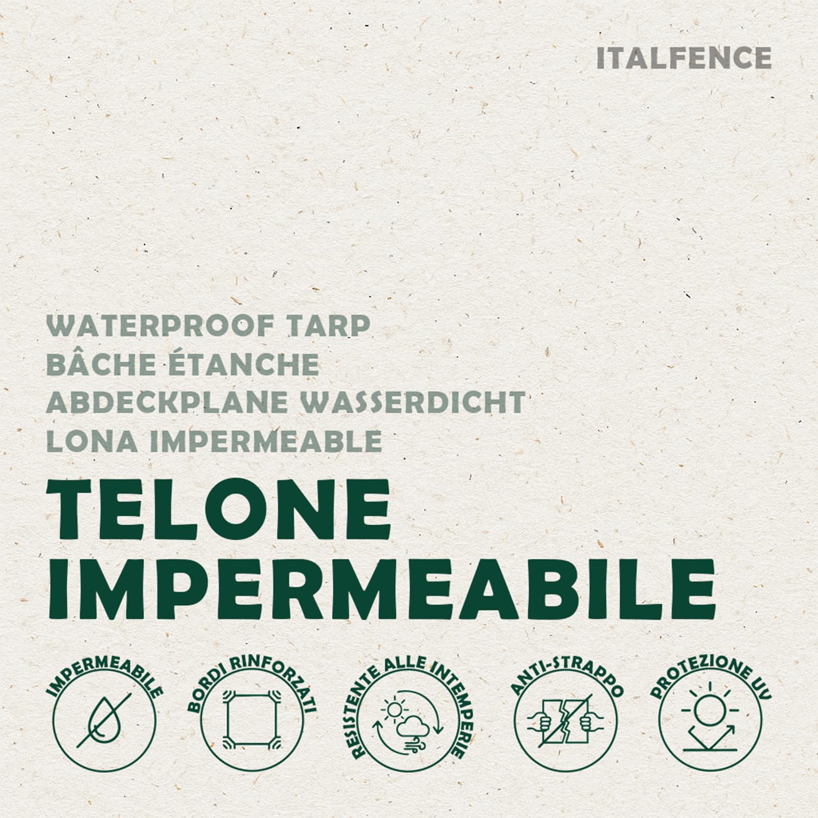 Telone impermeabile PE 250 g/m² grigio, occhiellato rinforzato [2 x 3 m]