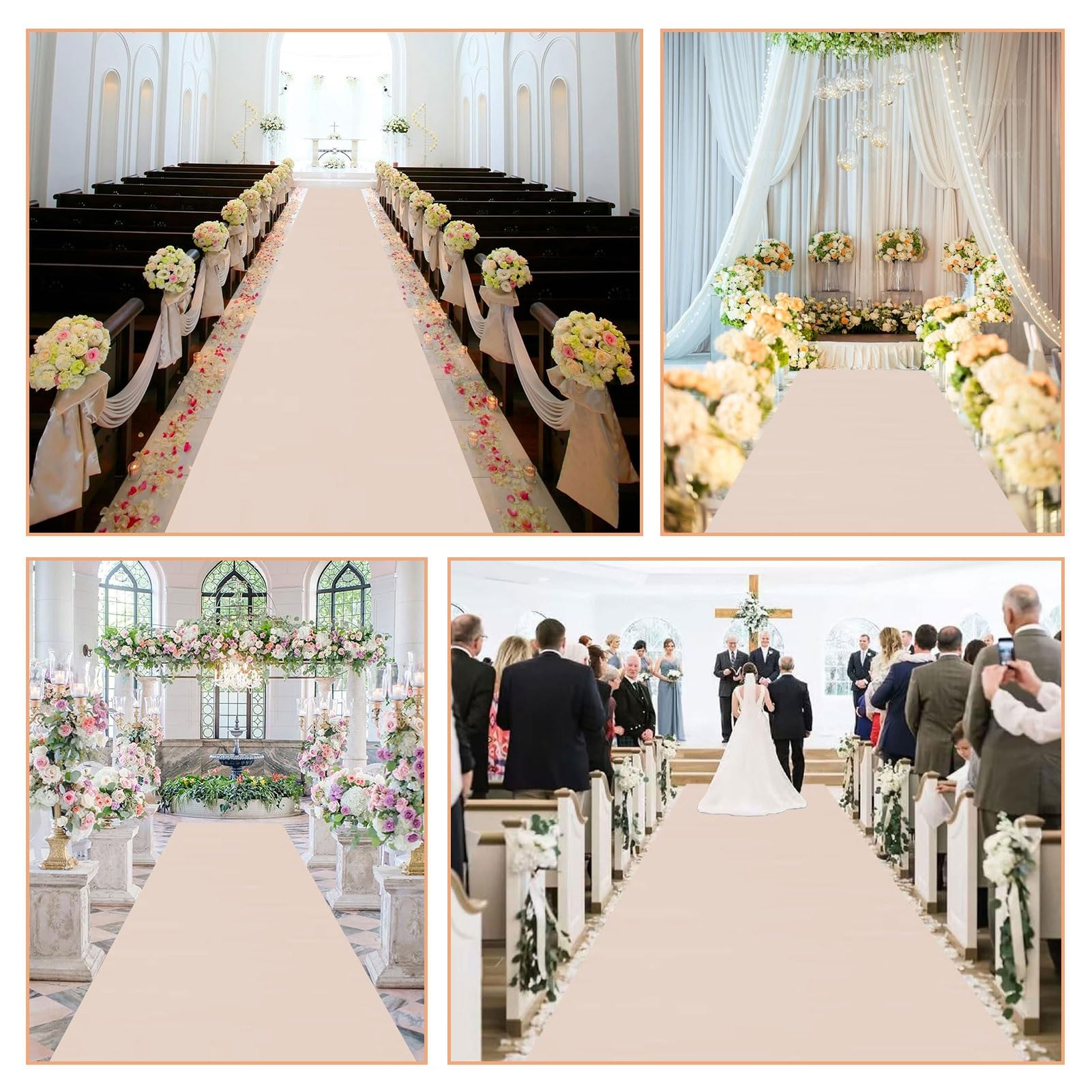 Luyckfrazy Champagnerfarbener Gangläufer, Hochzeitsteppich, 10 m, 20 m, Event-Zeremonie-Teppich, 2 mm dick, Rollbahn-Teppiche, Rolle für Kirche, Party, Abschlussball, Flur, Dekoration (Size : 1x50m)