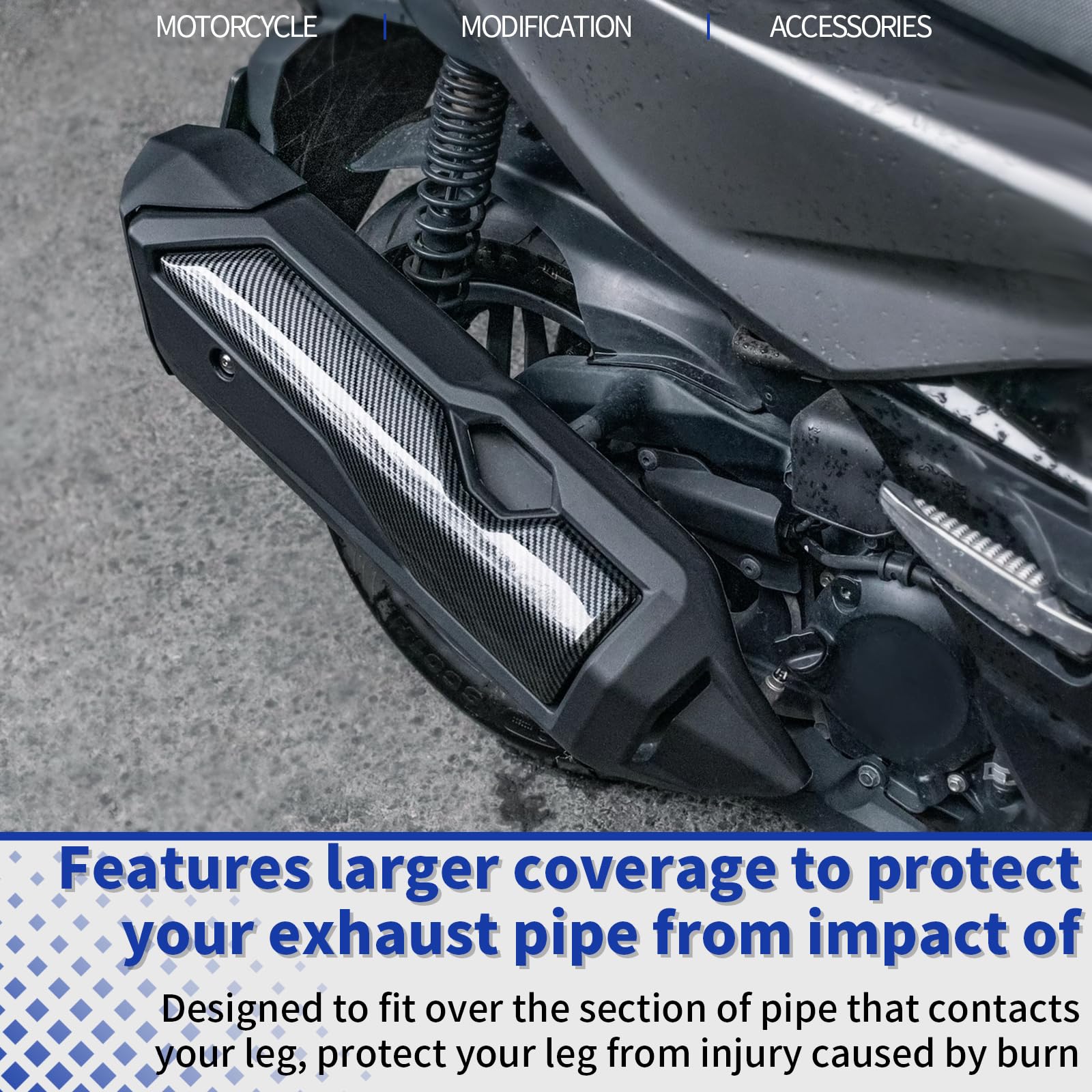 WOOGA Motorrad Auspuff Rohr Hitzeschild Abdeckung Schutz passend für HO&N&DA Forza 350 /NSS 350 Forza350 /NSS350 Zubehör 2021-2025 (Glänzend schwarz)