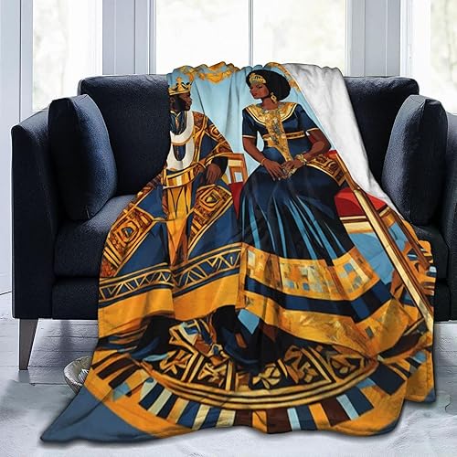 Miniatura 4 de Manta de forro polar para amantes del rey y la reina afroamericana, ultra suave, acogedora, decorativa, estilo bohemio, manta de franela para todas