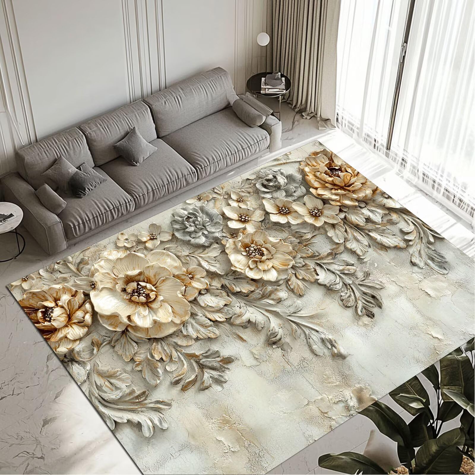 Tapis de cuisine et salon imperméable Peony 140x200 grand format