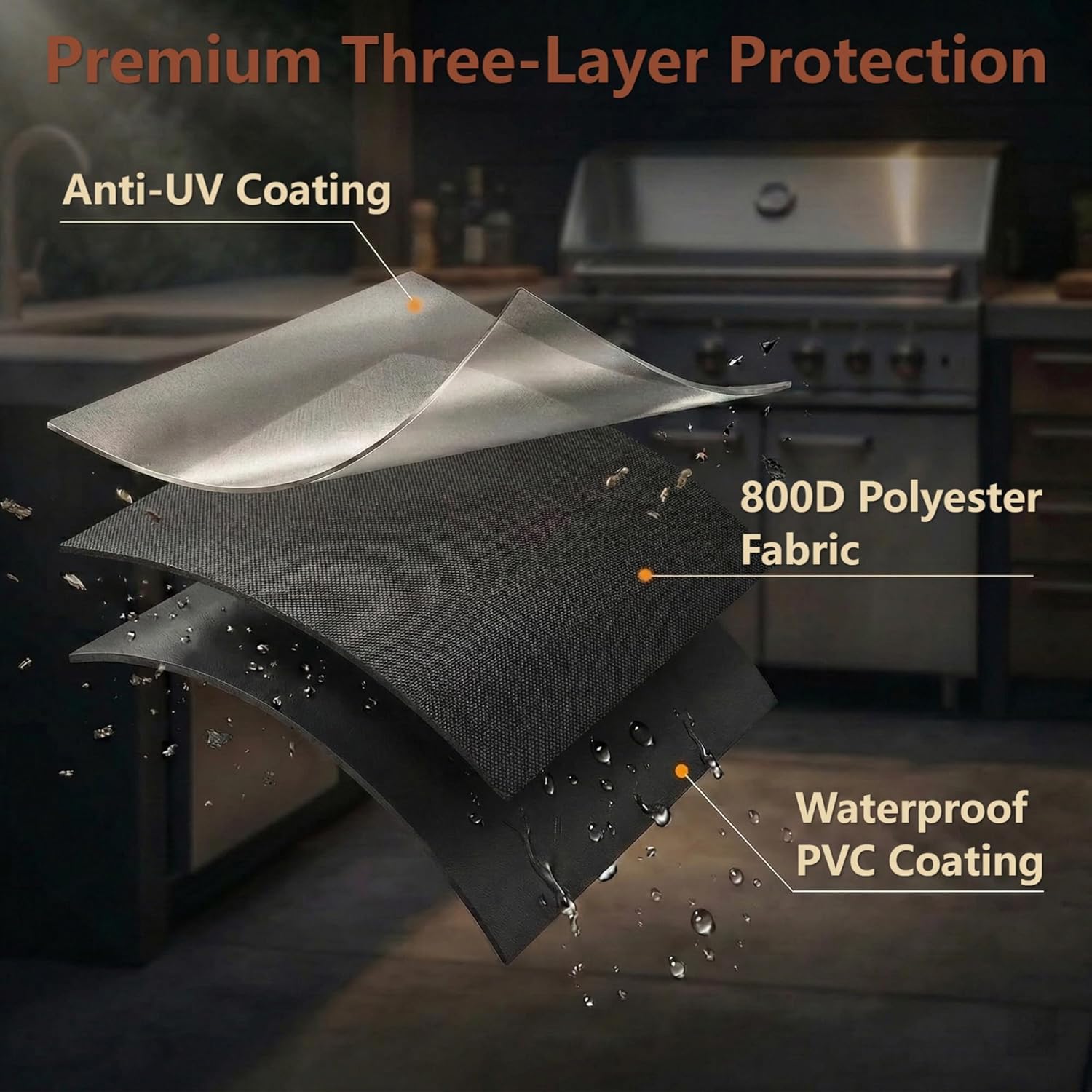 Grill Cover for Weber Spirit 200 & 300 Series, Gas Grill Cover for Spirit E-210, Spirit E-310, E-325, E-330, E-425, Tickened 800D Heavy Duty Waterproof Cover, 52" W x 43" H x 26" D