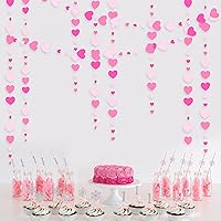 Vista 6 de Decoraciones para fiesta del Día de San Valentín, guirnalda colgante de papel en rosa intenso y blanco con forma de corazón, serpentina