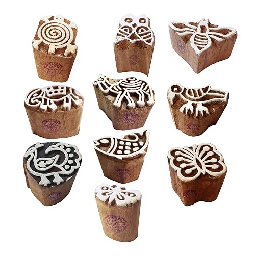 Pottery Printing Blocks Exquisite Small Bird Pattern Wooden Stamps (Set