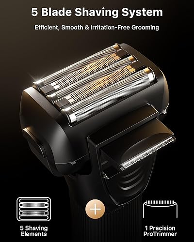 Miniatura 3 de Afeitadora eléctrica profesional de 5 cuchillas con centro de limpieza inteligente 8 en 1, recortadora de barba, afeitadoras eléctricas serie 9 para