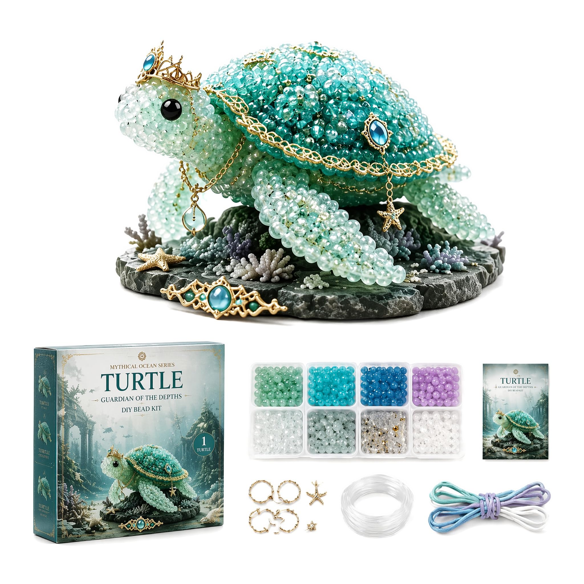 DiiWmme DIY Bead Kit for Beginners,3D Beaded Animal Making Kit with Instructions with Pattern Guide,Underwater Bead Embroidery Craft Set for Adults Teens