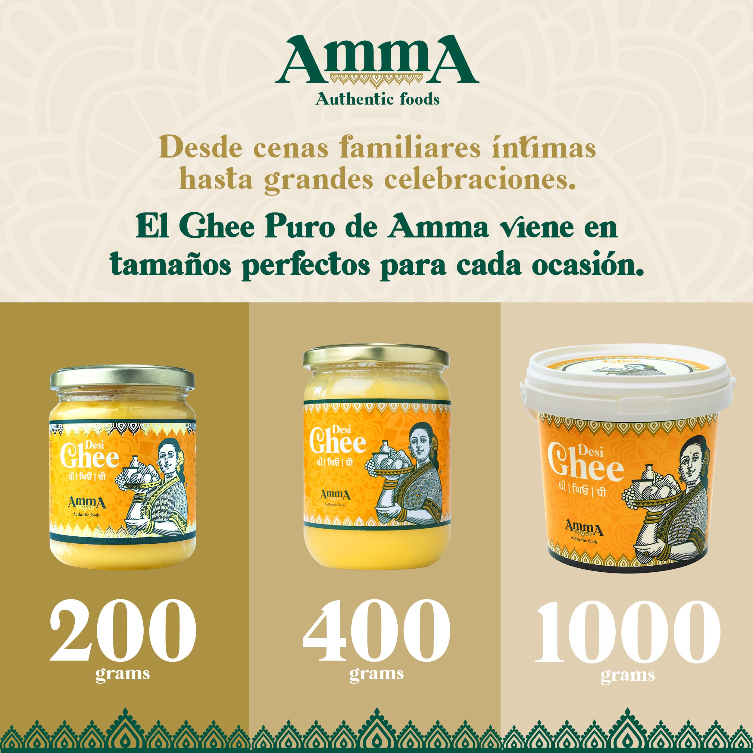 Amma Authentic Foods Ghee Mantequilla Clarificada 400g Apto para Keto y Paleo