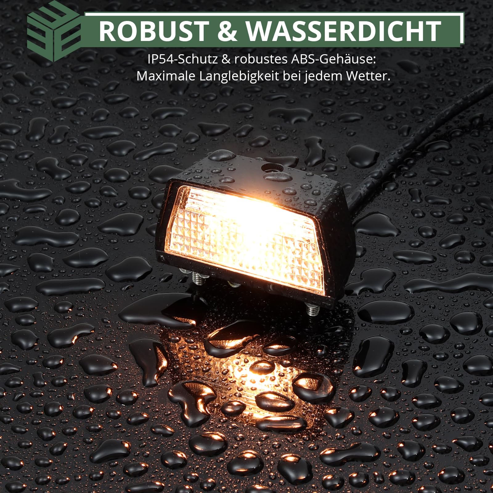 EYPINS 2 x oświetlenie tablicy rejestracyjnej, IP54, 12 V, certyfikat E, do przyczep, ciężarówek, motocykli – czarne oświetlenie tablicy rejestracyjnej