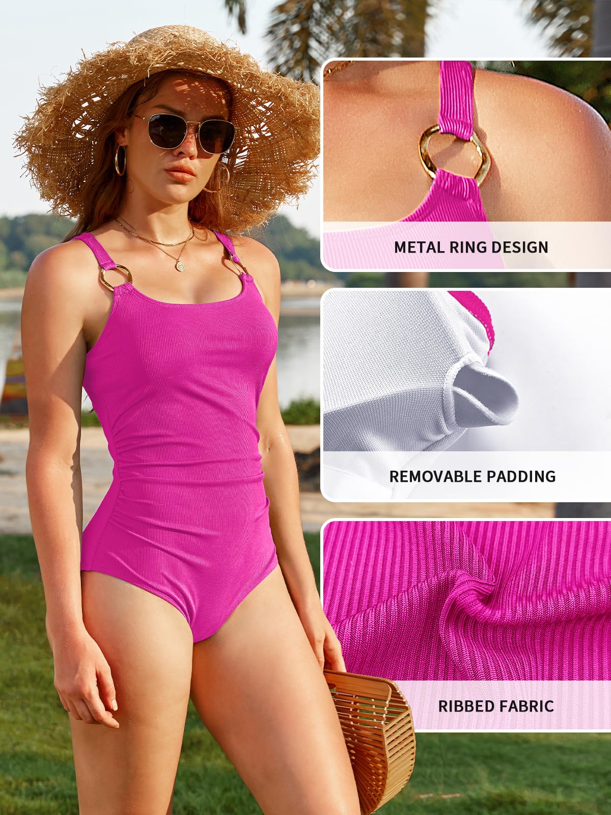 SHEKINI Scollo U Costume da Bagno Intero da Donna Regolabile Costumi Intero Donna