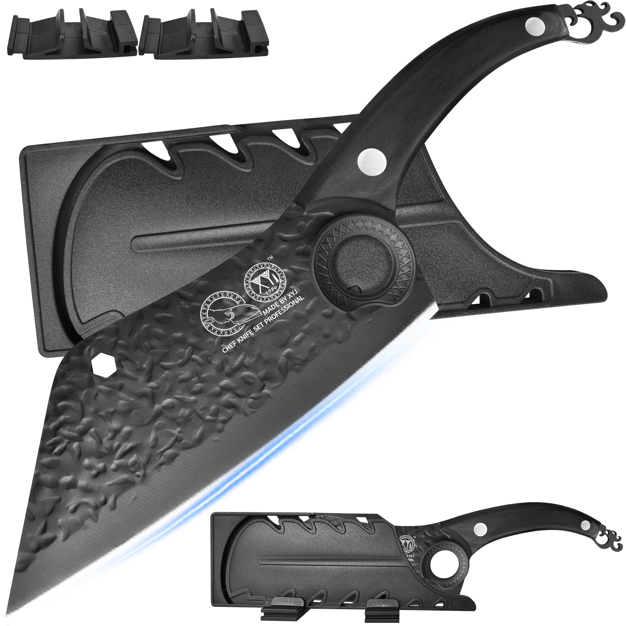 XYJ Coltello da disosso con fodero, coltello da cucina forgiato, lama in acciaio ad alto tenore di carbonio, coltello da taglio per carne vegetale, full tang, coltello da cucina giapponese