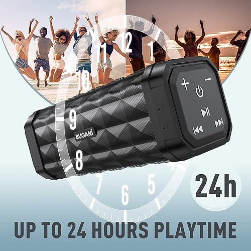 Miniatura 4 de BUGANI Altavoces Bluetooth, altavoces portátiles, rango de 100 pies Bluetooth 5.0 TWS emparejamiento, altavoces impermeables IPX5 micrófono