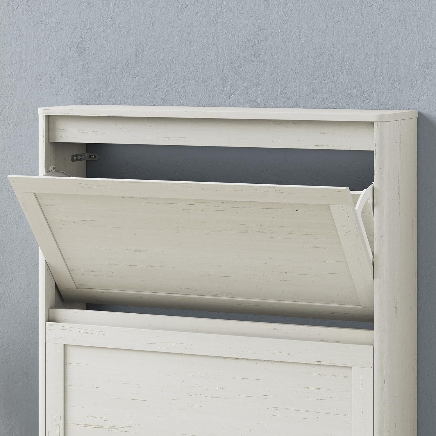 Shoe Storage Cabinet with 2 Flip Drawers, Freestanding Legs for Entryway, Slim Off White