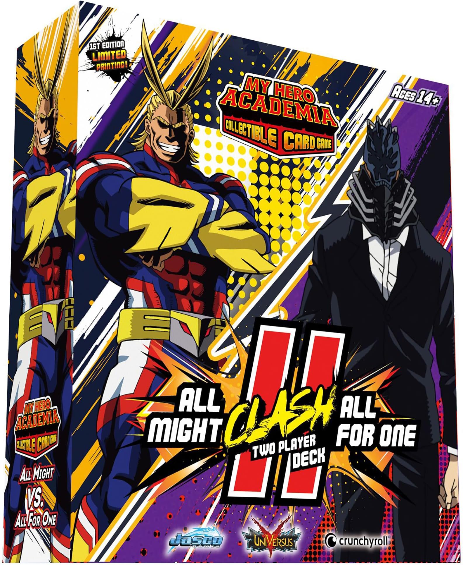 Jasco Games My Hero Academia Collectible Card Game All Might Vs. All for One Two Player Clash Decks | Trading Card Game for Adults and Teens | Ages 14+ | 2 Players | Avg. Playtime 45+ Mins | Made