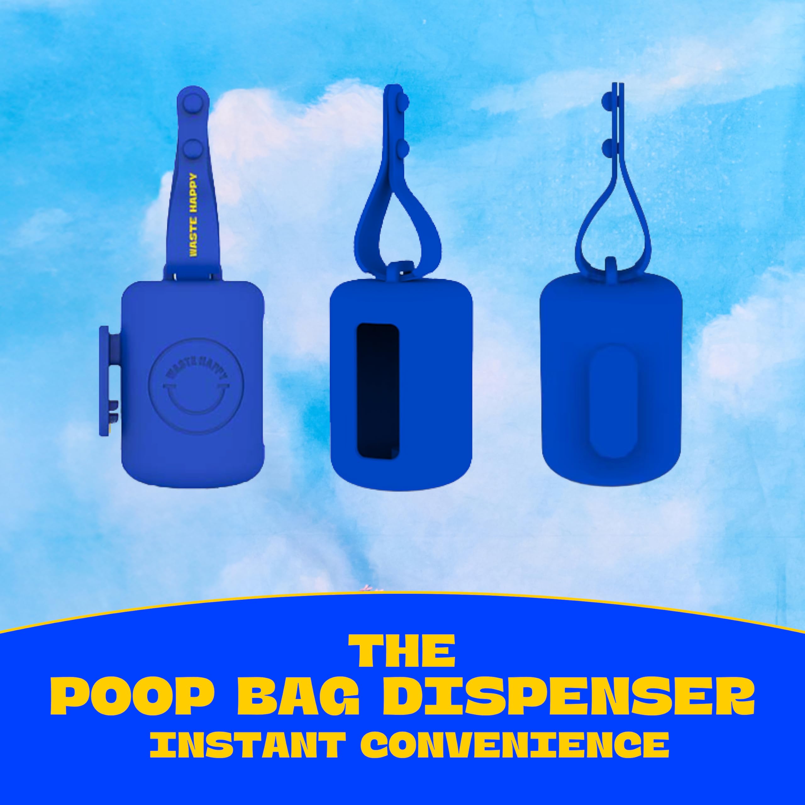 Dispenser per sacchetti di escrementi per cani, in silicone blu, per guinzaglio, durevole, portatile e ricaricabile, accessorio per passeggiate con il cane, resistente alle intemperie