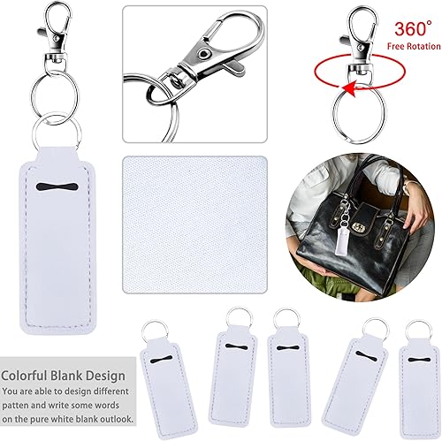 Miniatura 3 de Duufin 20 piezas Chapstick llavero titular de bálsamo labial soporte para lápiz labial con 20 cordones de clip de metal para bolso mochila