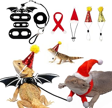 7PCS Bearded Dragon Leash and Harness Set, Bearded Dragon Hat Accessories