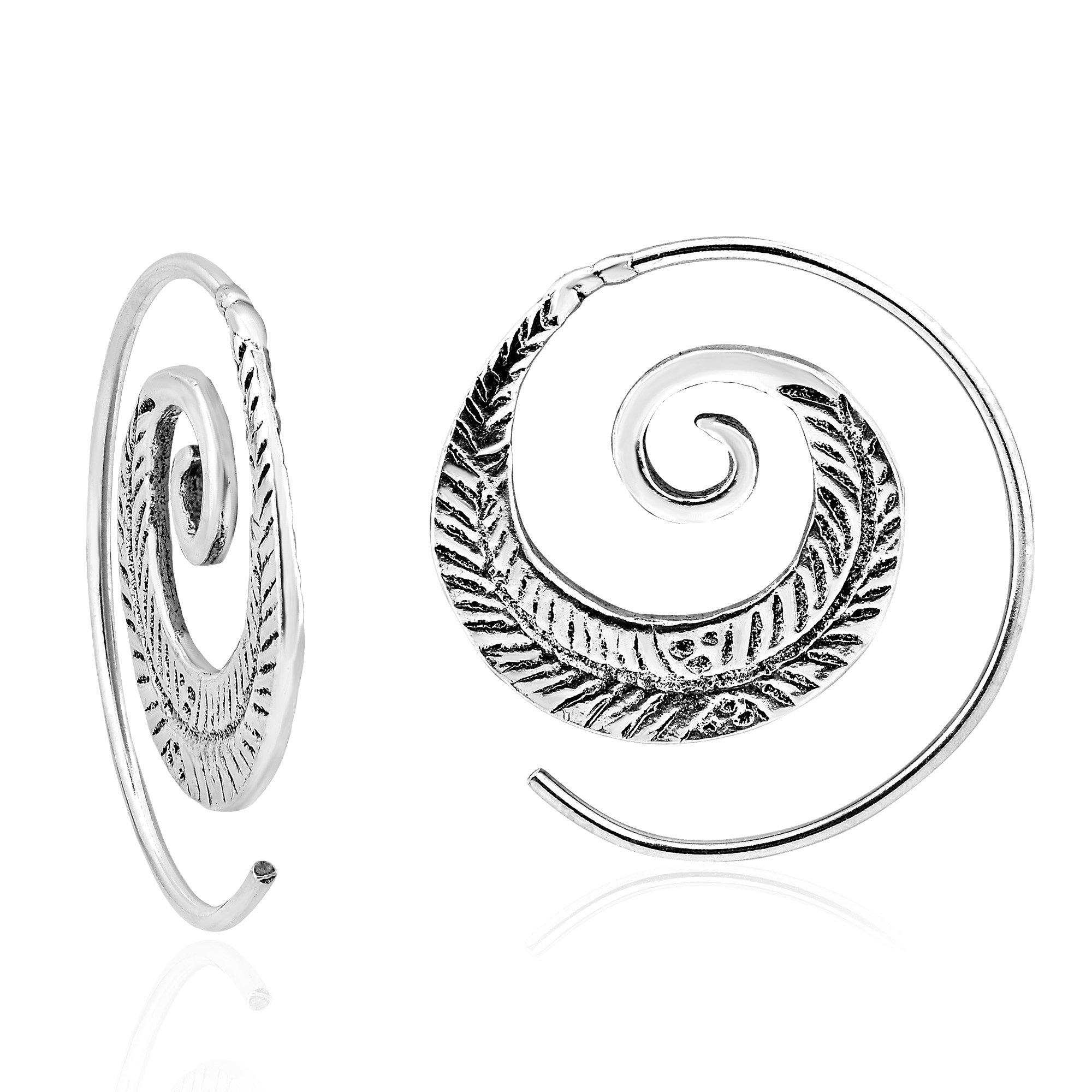 Orecchini in acciaio con cerchio e charm pendente Silver - Piuma