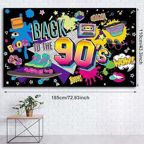 Miniatura 2 de Irenare Fondo de regreso a los años 90 para decoraciones de fiesta, pancarta colgante retro para fotografía, decoración de pared de graffiti de hip