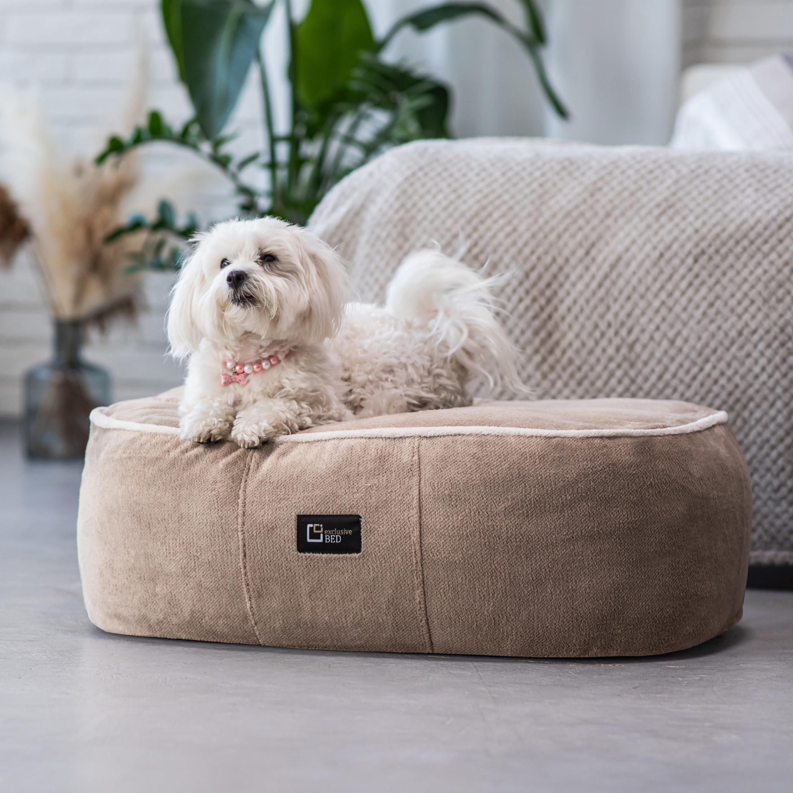 Cojín antiestrés para perros Sky de tela Sorriso Cappuccino XL 120 cm x 90 cm, relajante, cómodo, suave, resistente a la abrasión, resistente a la rotura
