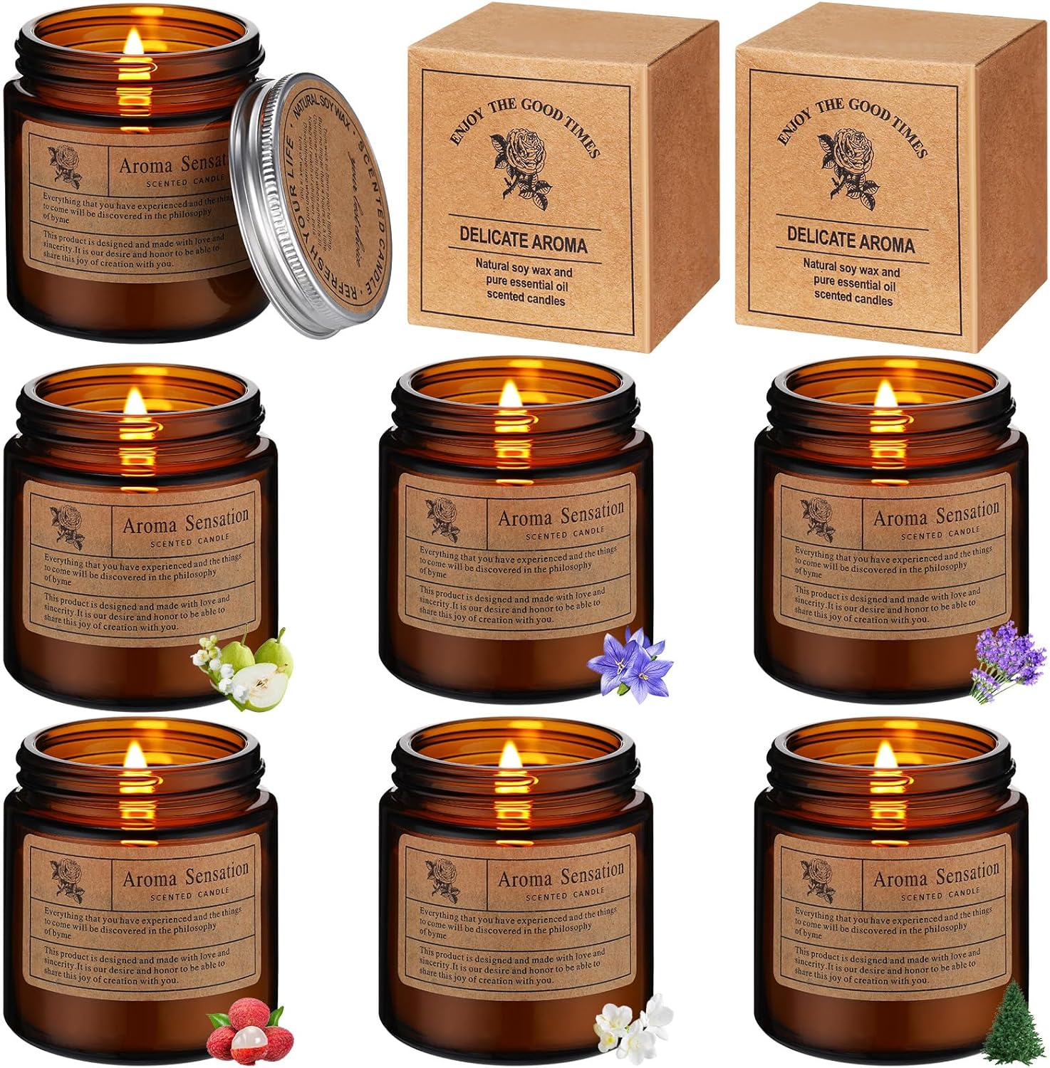 6 Pcs Scented Candles for Home Bulk Soy Wax Aromatherapy Candles for Women Home Long Lasting Soy Candle Gift Set in Glass Jar Mother’s Day Gift Birthday Coworker Employee Anniversary