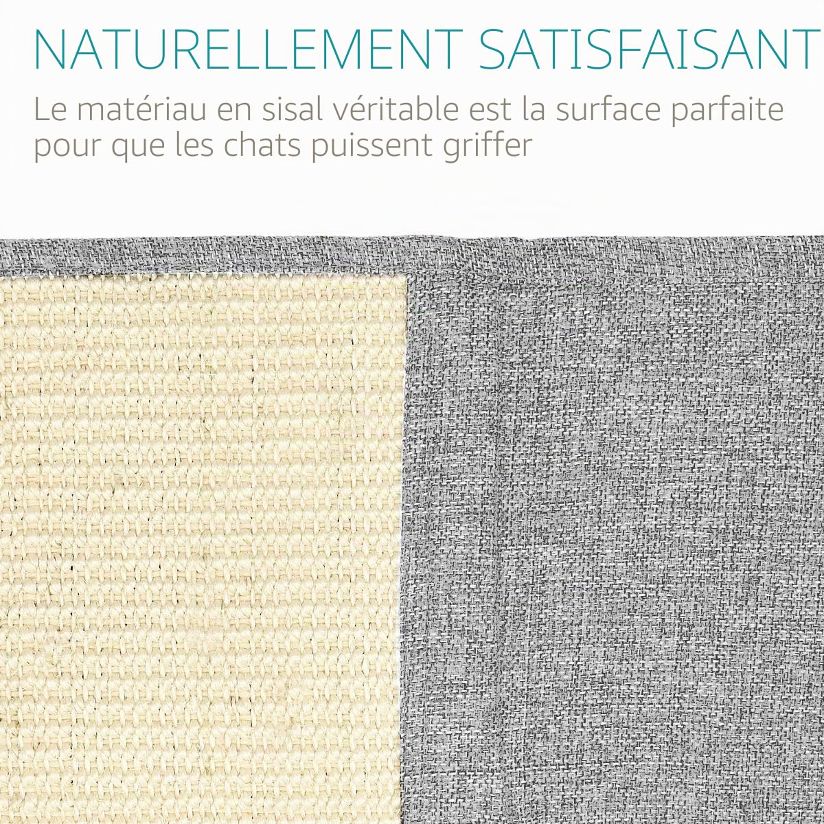 Navaris Tapis Griffoir pour Chats - Protection Canapé Fauteuil Meuble Sol Mur - Tapis en Sisal et Lin - 130 x 45cm - Adapté pour Chat Chaton Chien