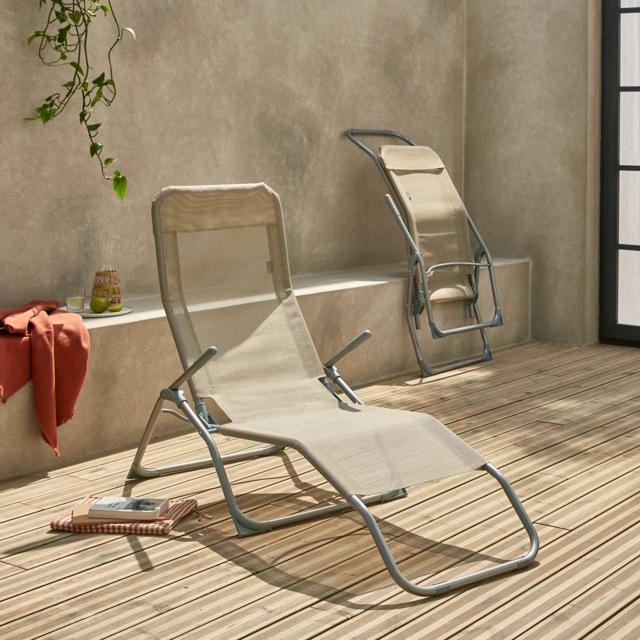 Set 2 sdraio in textilene multiposizione Talpa - 70x165x60 cm