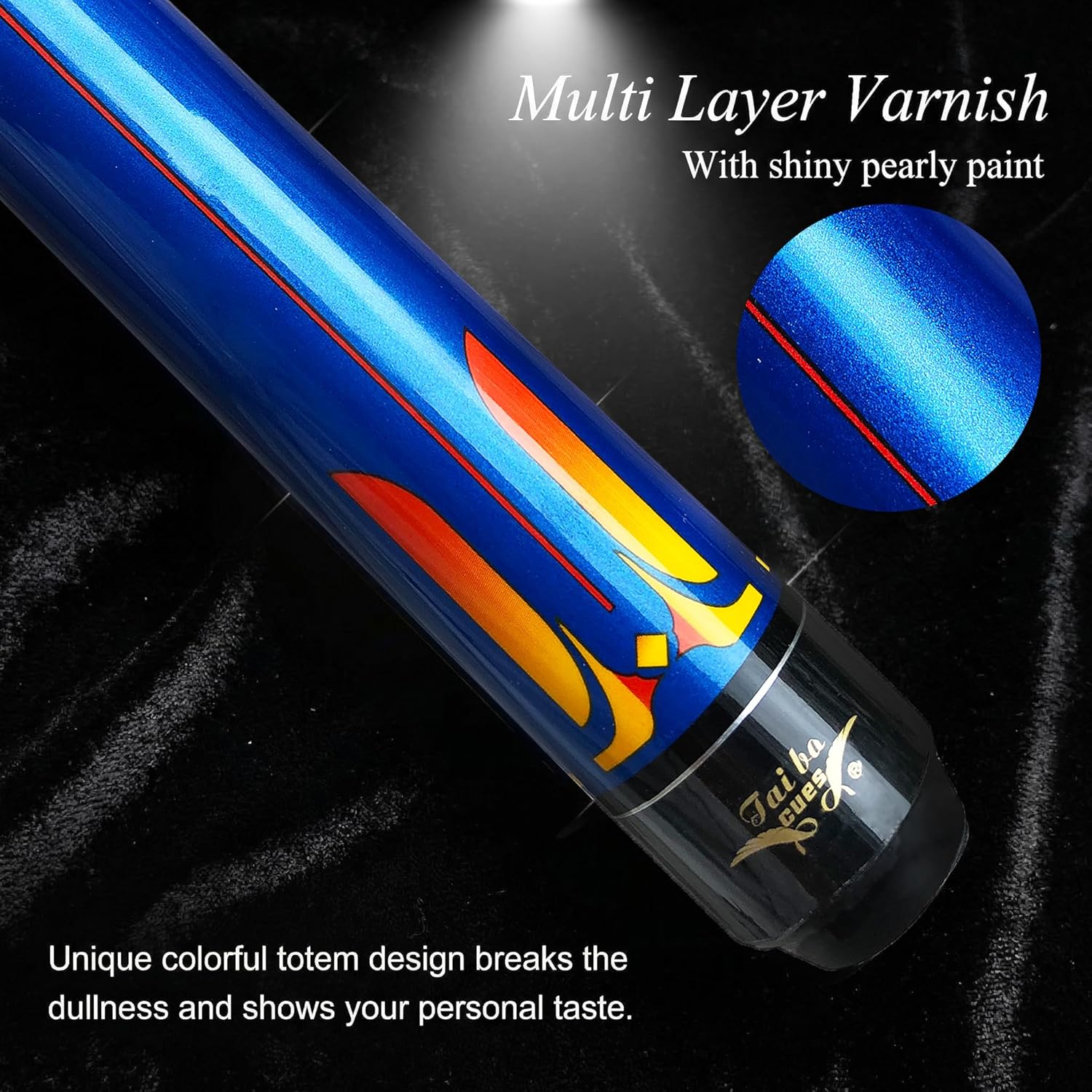 Tai ba cues 2-Piece Pool cue Stick, 13mm Tip, Short 48" Junior Kid cue, Hardwood Canadian Maple Professional Billiard Pool Cue Stick 18,19 Oz Pool Stick (Selectable)-Blue, Black