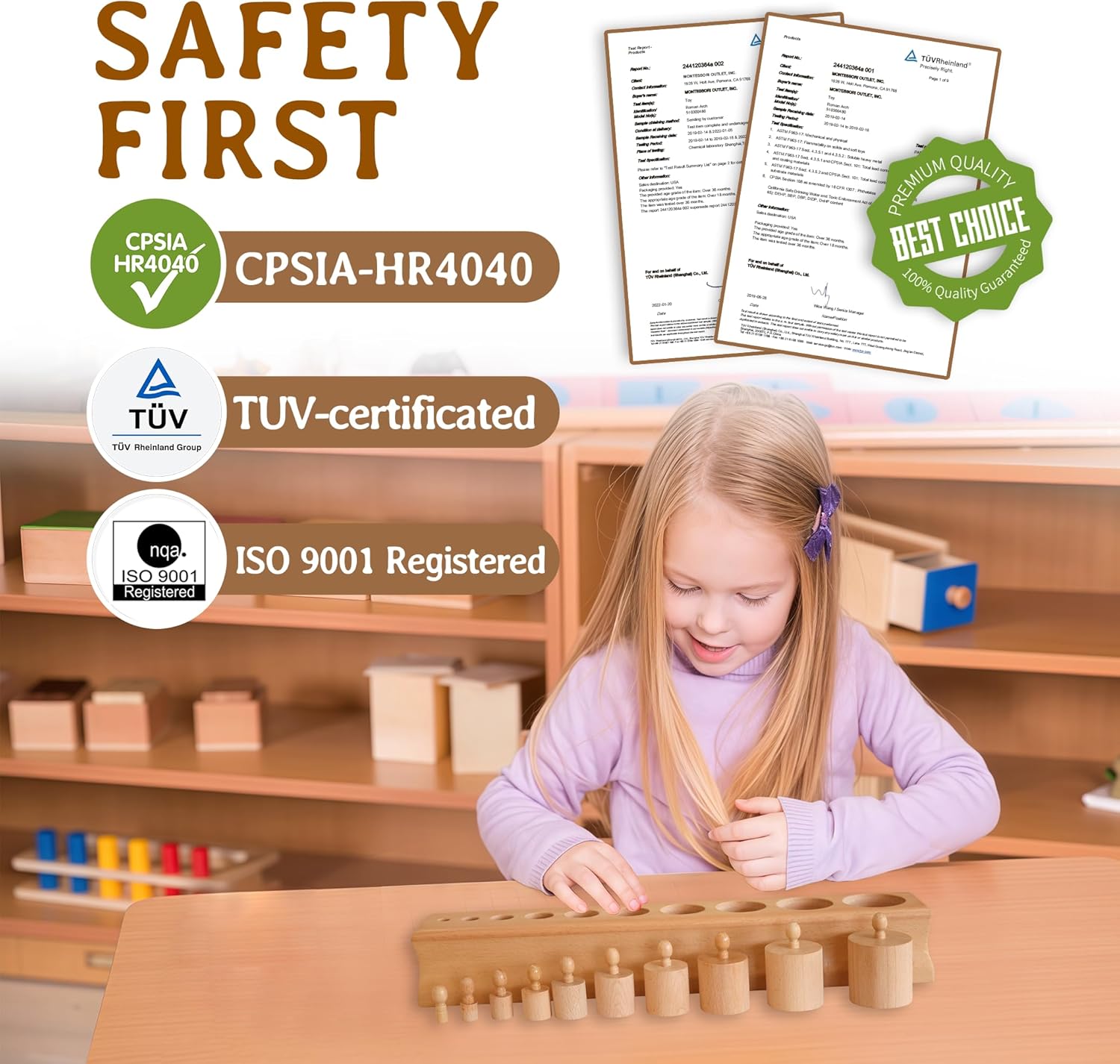 MONTESSORI OUTLET Cylinder Block (Part 1) for Children Aged 3-6: Montessori Education at School and Home