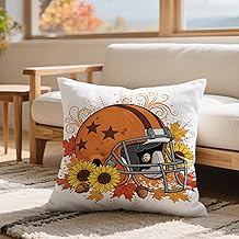 Pack of 1 Fall Throw Pillow Covers 18x18 Inch - Football Game, Soft Velvet Decorative Cushion Case for Sofa Couch Living Room Bed (Pillow Inserts Not Included)