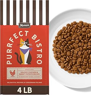 Purrfect Bistro Grain Free Chicken and Sweet Potato Recipe Natural Dry Cat Food for Adult Cats, High Protein, Outdoor or Indoor Cat Food - 4 lb. Bag