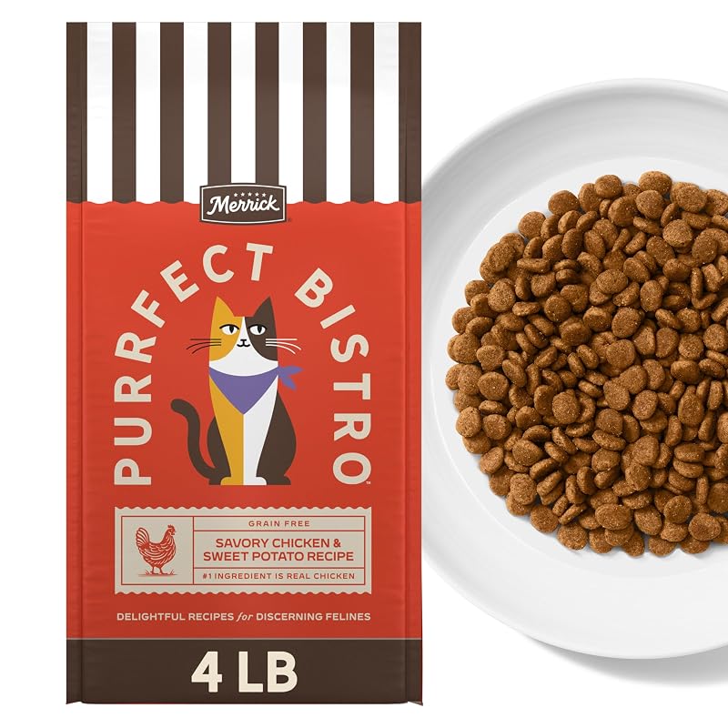 Ração seca para gatos adultos Merrick Purrfect Bistro sabor frango e batata-doce, 1,81 kg