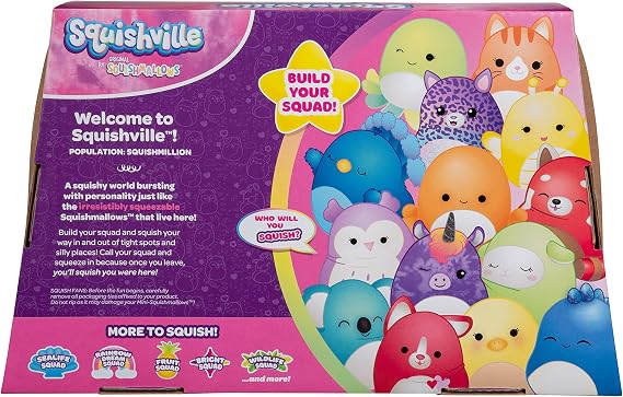 Squishville Mini-Squishmallows Besties Multipack - 14 Rainbow 2-Inch Plush Toys: Red Panda, Tabby Cat, Octopus & More