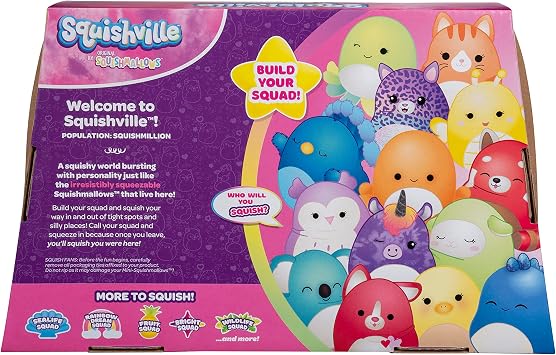 Squishville Mini-Squishmallows Besties Multipack - 14 Rainbow 2-Inch Plush Toys: Red Panda, Tabby Cat, Octopus & More