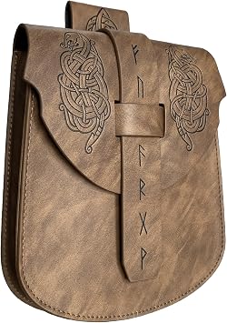 HiiFeuer Viking Embossed Snakes Belt Pouch, Snakes Faux Leather Waist Bag | Brown B, pirate bag men, Embossed, Snakes, renaissance waist pouch, Ren Faire, Cosplay, Viking Belt Pouch, LARP