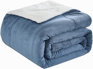 CHOSHOME Sherpa Fleece Blanket- Thick Warm Blanket for Winter, Soft Fuzzy Plush Blanket for Bed, Couch, Travel (Navy Blue, Queen 90" x 90")