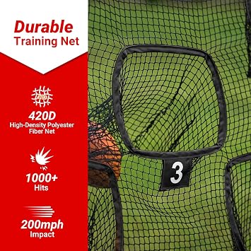 Football Throwing Net: 7x7FT Football Net for Throwing Multi-Sport Practice Net with 5-Target Heavy-Duty Impact-Resistant Throwing & Kicking for Football/Soccer/Baseball/Tennis/Golf with Carry Bag
