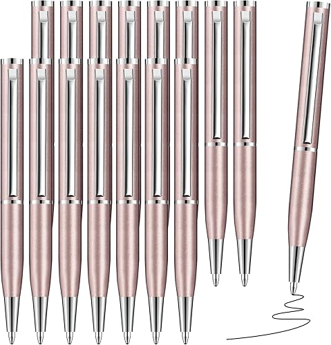 Miniatura 8 de 16 mini bolígrafos pequeños, bolígrafos cortos a granel, mini bolígrafos de metal pequeños de acero inoxidable con accesorios de cobre para