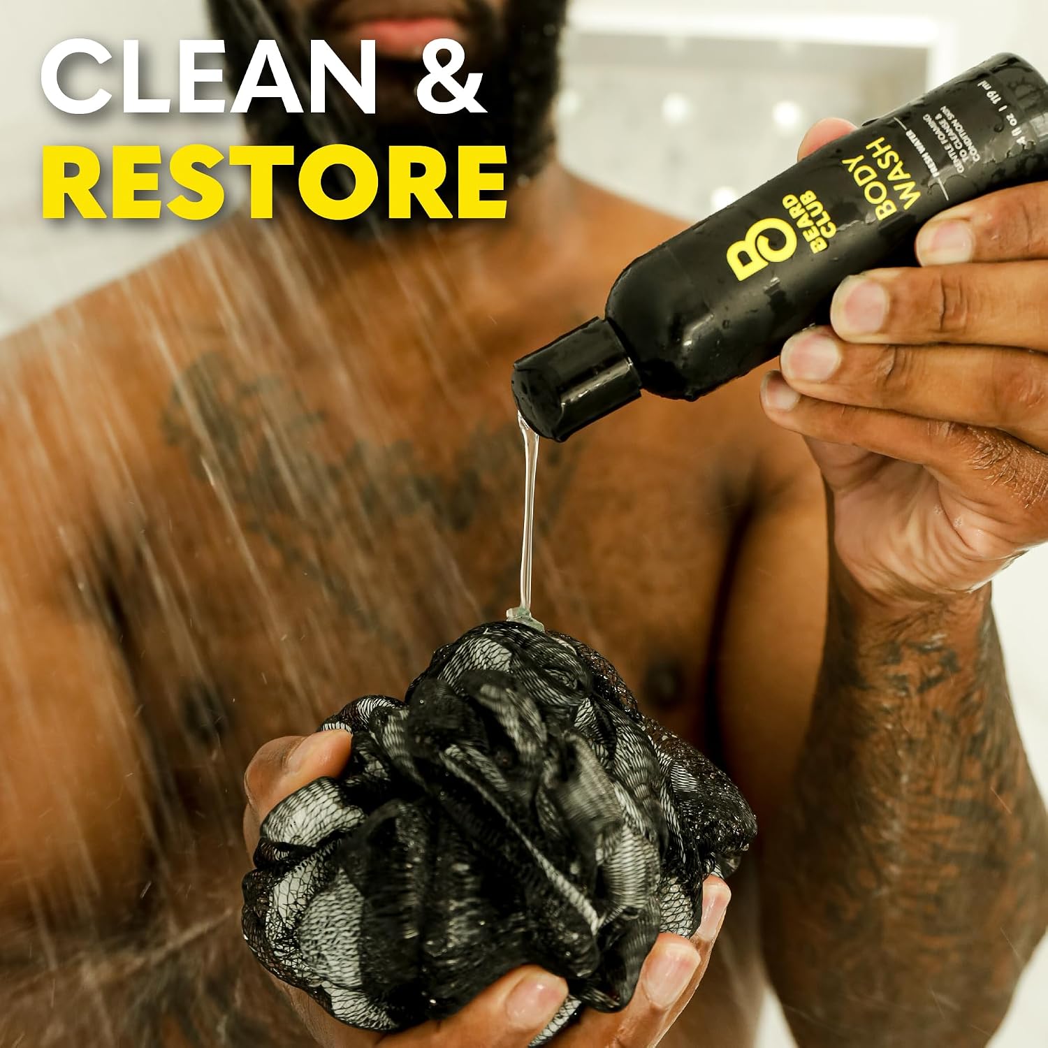 The Beard Club Fresh Water Body Wash: Invigorating All-in-One Shower Gel for Men, Deep Cleansing & Moisturizing Formula, Sulfate-Free, with Natural Essential Oils, 4 fl oz image 4