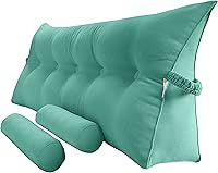 Vista 8 de Almohada triangular de lectura para reposo en cama, cojín bolster grande para cabecero, respaldo, almohada de cuña con dos almohadas enrollables